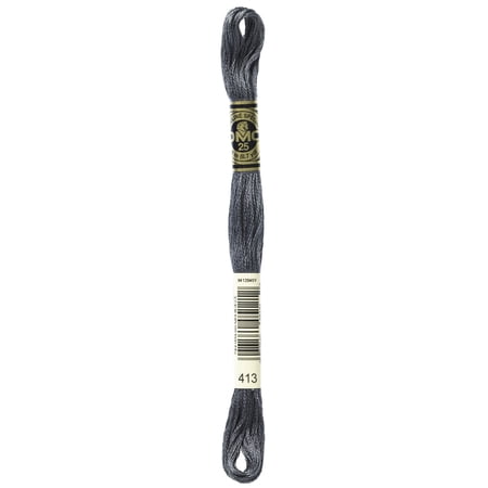 DMC Mouline 117-413 Six-Strand Embroidery Thread, Dark Pewter Gray, 8.7-Yards