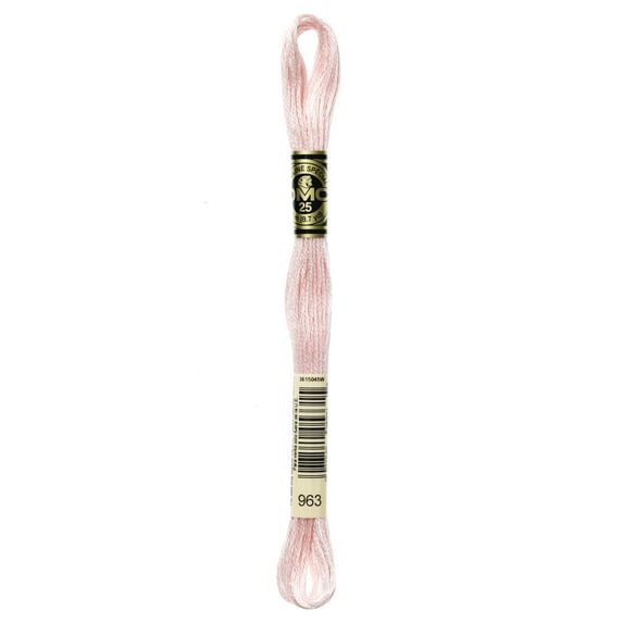 DMC Mouline 117-963 Six-Strand Embroidery Thread, Ultra Very Light Dusty Rose, 8.7-Yards