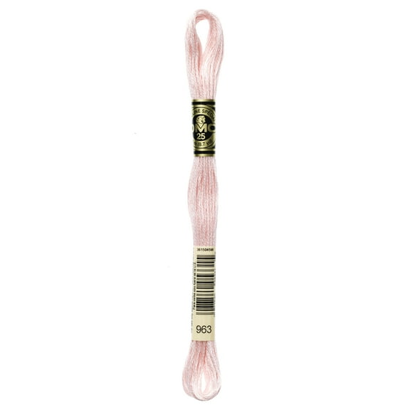 DMC Mouline 117-963 Six-Strand Embroidery Thread, Ultra Very Light Dusty Rose, 8.7-Yards