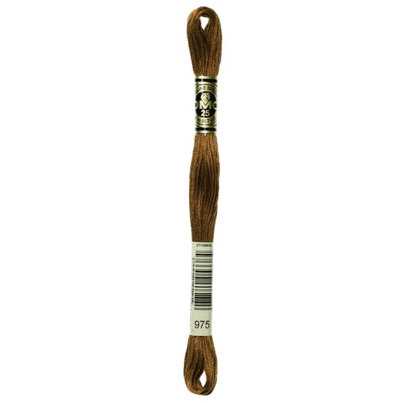 DMC Mouline 117-975 Six-Strand Embroidery Thread, Dark Golden Brown, 8.7-Yards