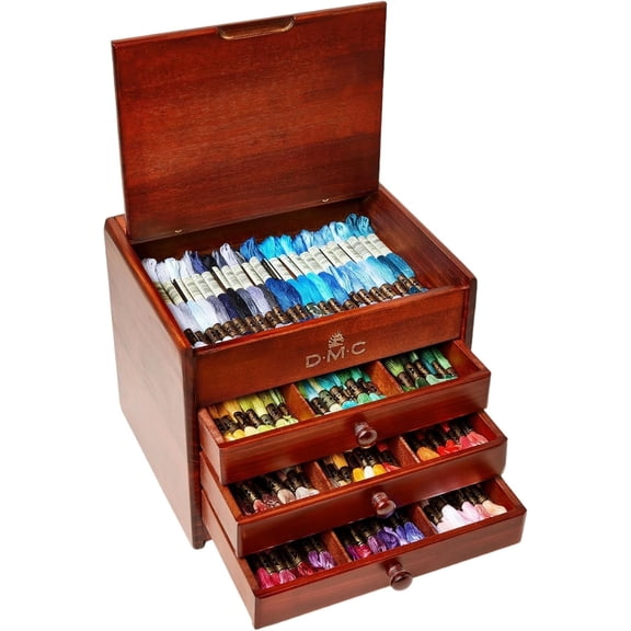 DMC Petite Wooden Chest - 120 Skeins - The Essentials Thread Assortment Pack