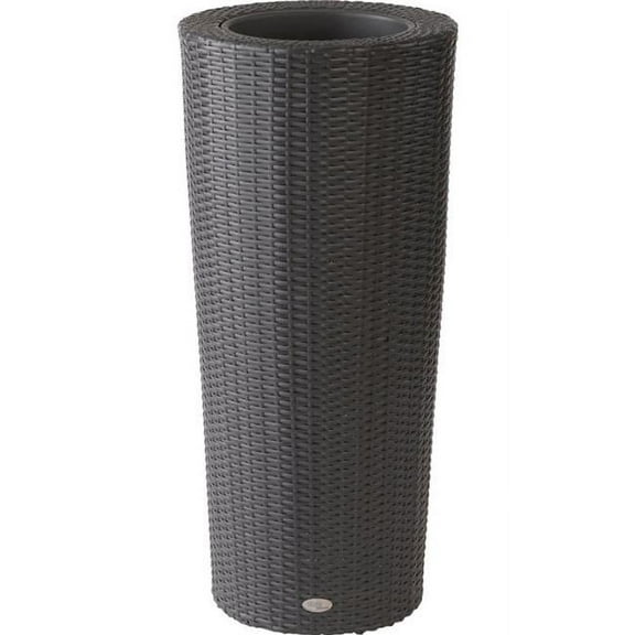 DMC Products Indoor/Outdoor Tall Round Woven Resin Wicker Vista Planter, Black, 40"