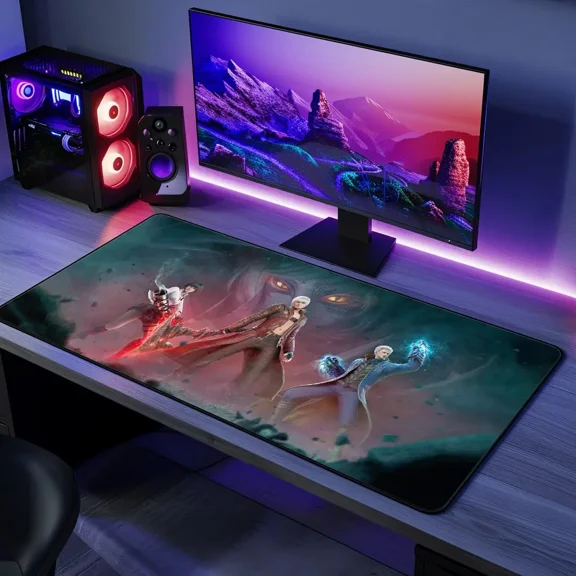 DMC Trio Desk Mat, Devil May Cry Gaming Desk Pad, Character Group Artwork, Large Computer Desk Mat