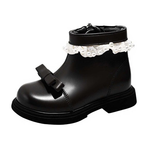 DMDUOU Basic Ankle Boots for Girls Side Zipper Soft Sole Solid Lightweight 蘭ombat Boots Winter Warm Cute Booties Black 32