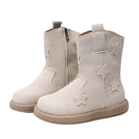 DMDUOU Cowboy Cowgirl Boots Infant Western Boots Toddler Kids Round Toe Riding Mid Calf Boots All Seasons Yellow 34