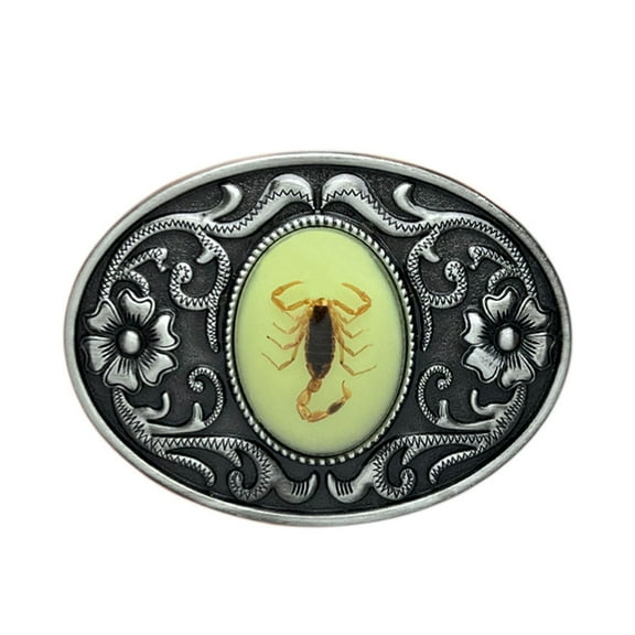 DMDUOU Exclusive Glow-in-the-Dark Scorpion Belt Buckle,Gothic Clasp, Real Preserved Scorpion, Versatile Fashion Accessory for Nighttime Glamour & Bold Style Statements green