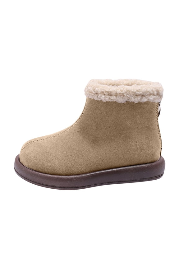 Faux Fur Shearling Style Boots for Girls Warm Winter Flat Non-Slip Zip Snow Boots for Indoor Outdoor Yellow 31