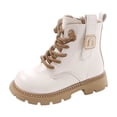 thumbnail image 1 of DMDUOU Girl Boots Toddler Cute Fashion Thick Soled Fashion Boots for Autumn and Winter Kid Cute Soft Ankle Shose Beige 33, 1 of 9