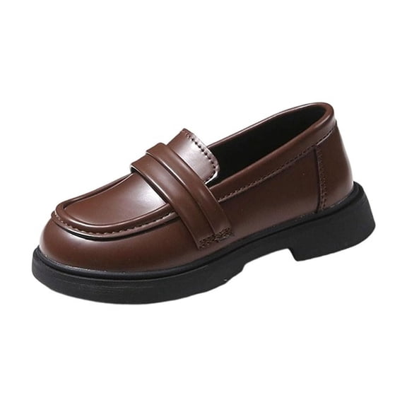 DMDUOU Girl's Sole-Simple Wide Width Flats Ballerina Walking Flats Comfortable Slip on Shoes Brown 29