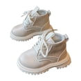 thumbnail image 1 of DMDUOU Girls Ankle Boots Side Zipper Booties Lace-up Fall Winter Fashion Leather Snow Shoes Hiking Outdoor Boot White 3 Years, 1 of 6