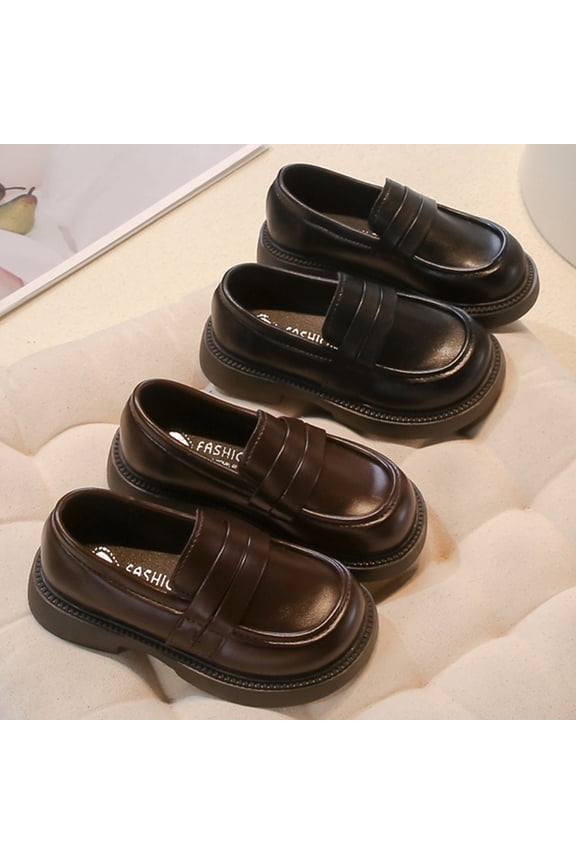 Girls Dress Shoes Chunky Loafers for Girl Platform Penny Loafers Round Toe School Uniform Slip On Oxford Shoes Black 26