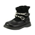 thumbnail image 1 of DMDUOU Girls Fashion Short Dress Boot with Lace Pearl Decoration Thick Bottom Solid Classic Non Slip Girls Riding Boots Black 25, 1 of 6
