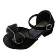 thumbnail image 1 of DMDUOU Girls Heels Dress Shoes Flats for Wedding Bow Flower Princess Shoes for Little Kid Black 9.5-10Years, 1 of 6