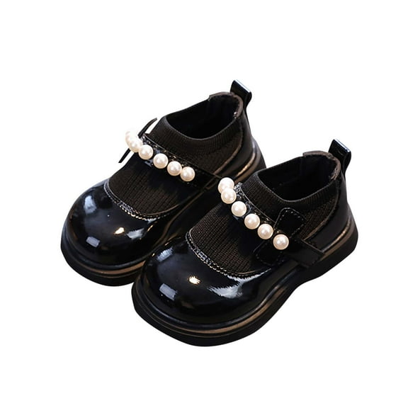 DMDUOU Girls Toddler Little Ballet Shoes - Flower Girls Mary Jane Flats Dress Shoes Party Wedding Black 3.5 Years