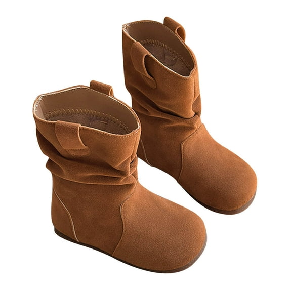 DMDUOU Infant Boots Boy Autumn Winter Comfort Boots Lace-Up Work Boots High Top Ankle Shoes for Baby Girls Brown 5.5 Years