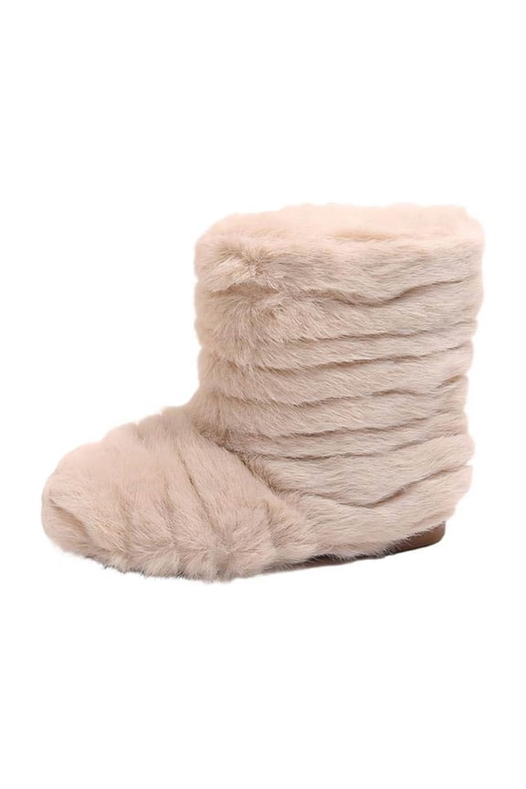 Kids Floor Boots Warm Indoor Slippers Girl Warm Bootie Sock Home Ankle High Boots Noiseless Sock Shoes Flat Non-Slip Cotton Boot Beige 23