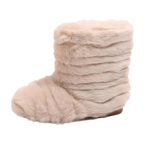 DMDUOU Kids Floor Boots Warm Indoor Slippers Girl Warm Bootie Sock Home Ankle High Boots Noiseless Sock Shoes Flat Non-Slip Cotton Boot Beige 26