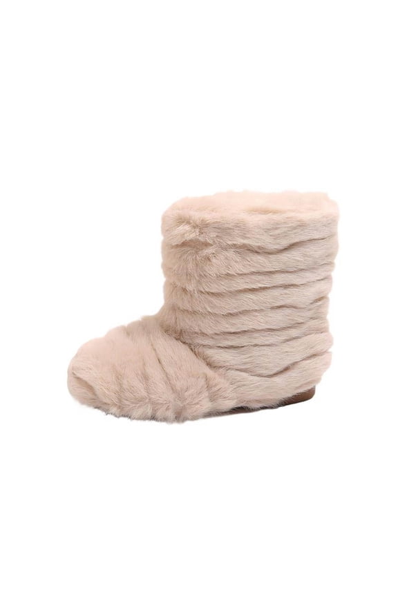 Kids Floor Boots Warm Indoor Slippers Girl Warm Bootie Sock Home Ankle High Boots Noiseless Sock Shoes Flat Non-Slip Cotton Boot Beige 30