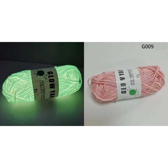 DMDUOU Luminous Yarn for Hand Woven Crafts, Glow-in-the-Dark Yarn Set of 4 Rolls, Machine Washable Polyester Glow Yarn, DIY Dark Arts Yarn with Light Absorption. Pink