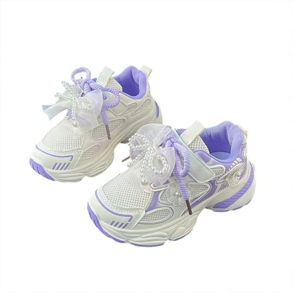 DMDUOU Sneakers for Kids Lightweight Breathable Mesh Sports Shoes Comfortable Walking Outdoor Hiking Daily Wear Purple 27