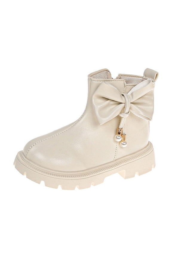 Toddler Girls Boys Water Proof Ankle Boots High Top First Walking Soft Sole Anti-Slip Flat Girls Mad Scientist Boots Beige 34