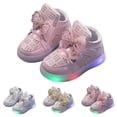 thumbnail image 1 of DMDUOU Toddler Infant Girls Cute Rabbit Ear Light Up Shoes Luminous Flat Bottom Breathable Outdoor Play Casual Sneakers Gold 21, 1 of 6