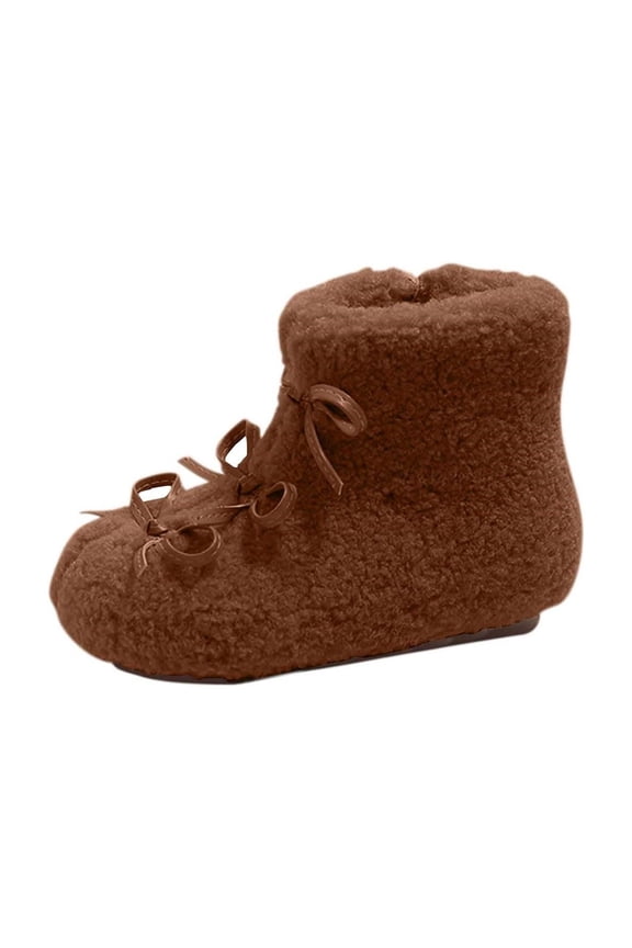 Warm Fur Lined Snow Boots for Women Comfortable Genuine Suede Short Lace Up Ankle Winter Thermal Boots Brown 24