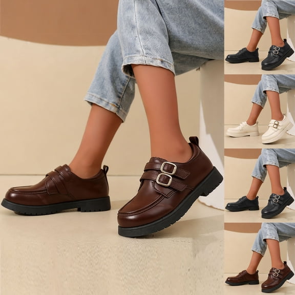 DMDUOU Women's Buckle Leather Boot Winter Warm Non-slip Waterproof Ankle Booties with Side Zipper, Snow Boots for Women Beige 2.5-3Years