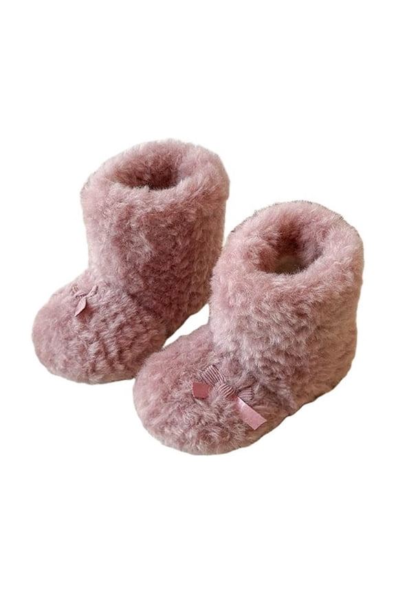 Women's Comfort Warm Faux Fleece Fuzzy Ankle Bootie Slippers Plush Lining Slip-on House Shoes Anti-Slip Sole Indoor/Outdoor Pink 21