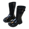 thumbnail image 1 of DMDUOU Women's Mid Calf Rain Boots Printed Waterproof Rubber Boots Short Garden Shose Black 35, 1 of 8