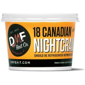 DMF Bait Co. Live Canadian Night Crawlers, Fish Bait, 18 Ct.