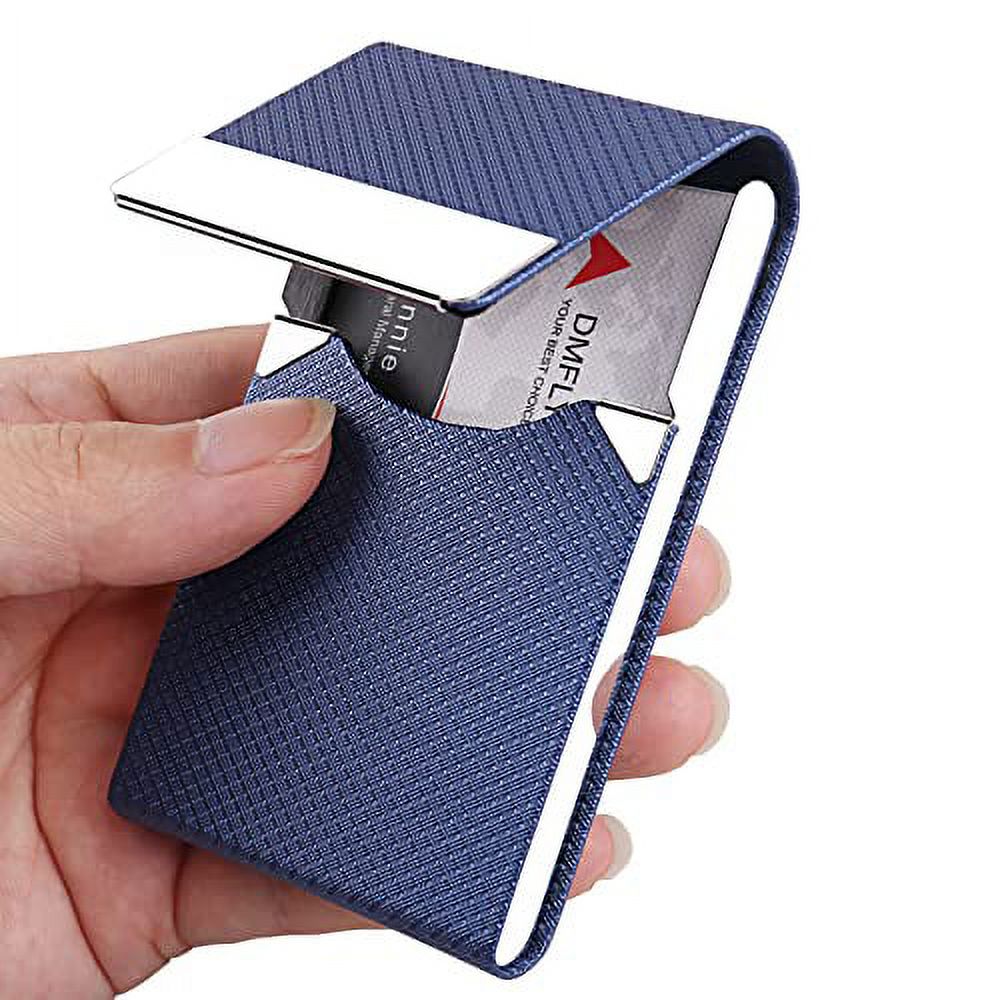 Qinsuee Bling Butterfly Business Card Holder - Alloy Card Case 3.7x2.3in, Holds 10-20 Cards, Slim & Lightweight For Women