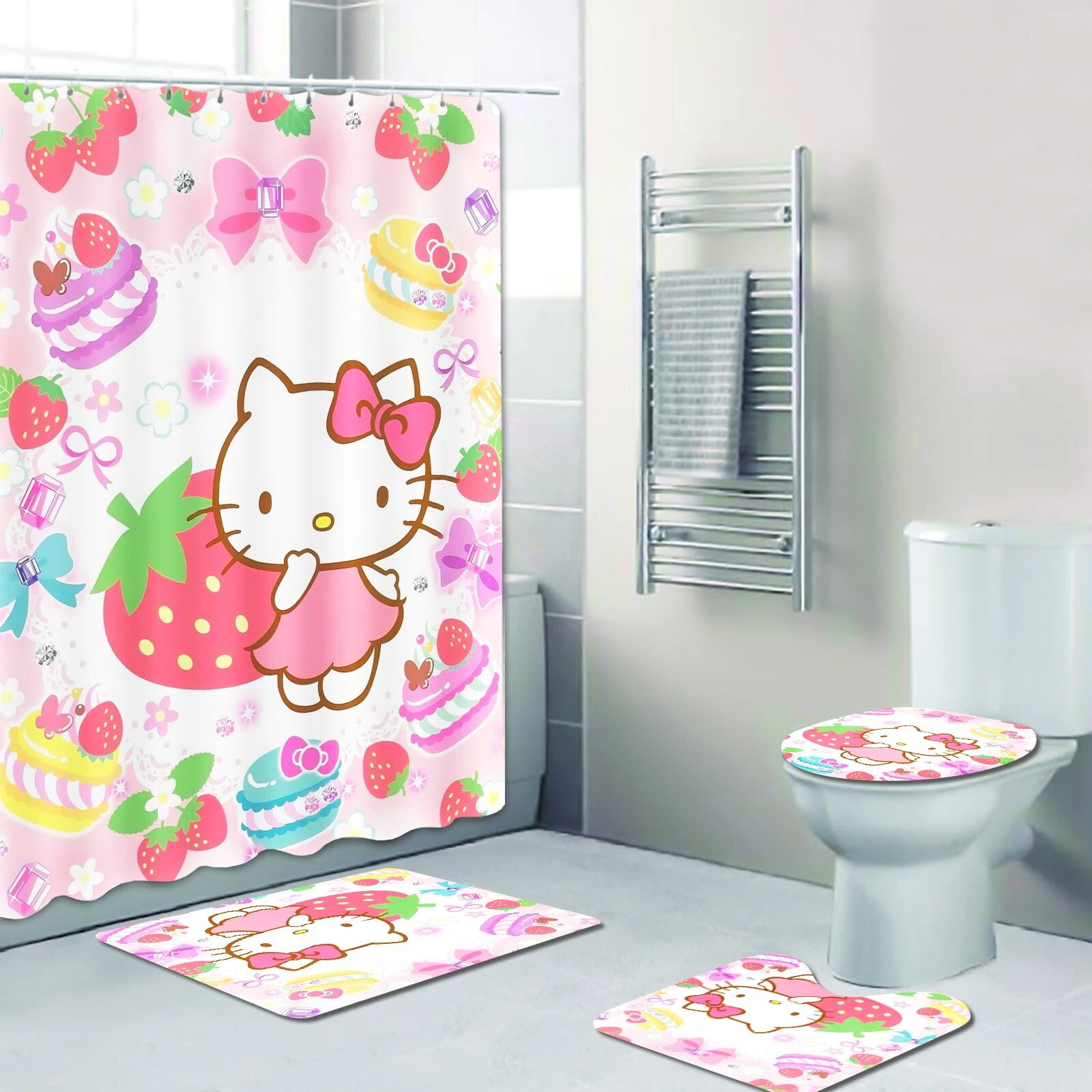 DMH Hello Kitty Sanrio Shower Bath Cartoon Anime Cute 100%Polyester ...