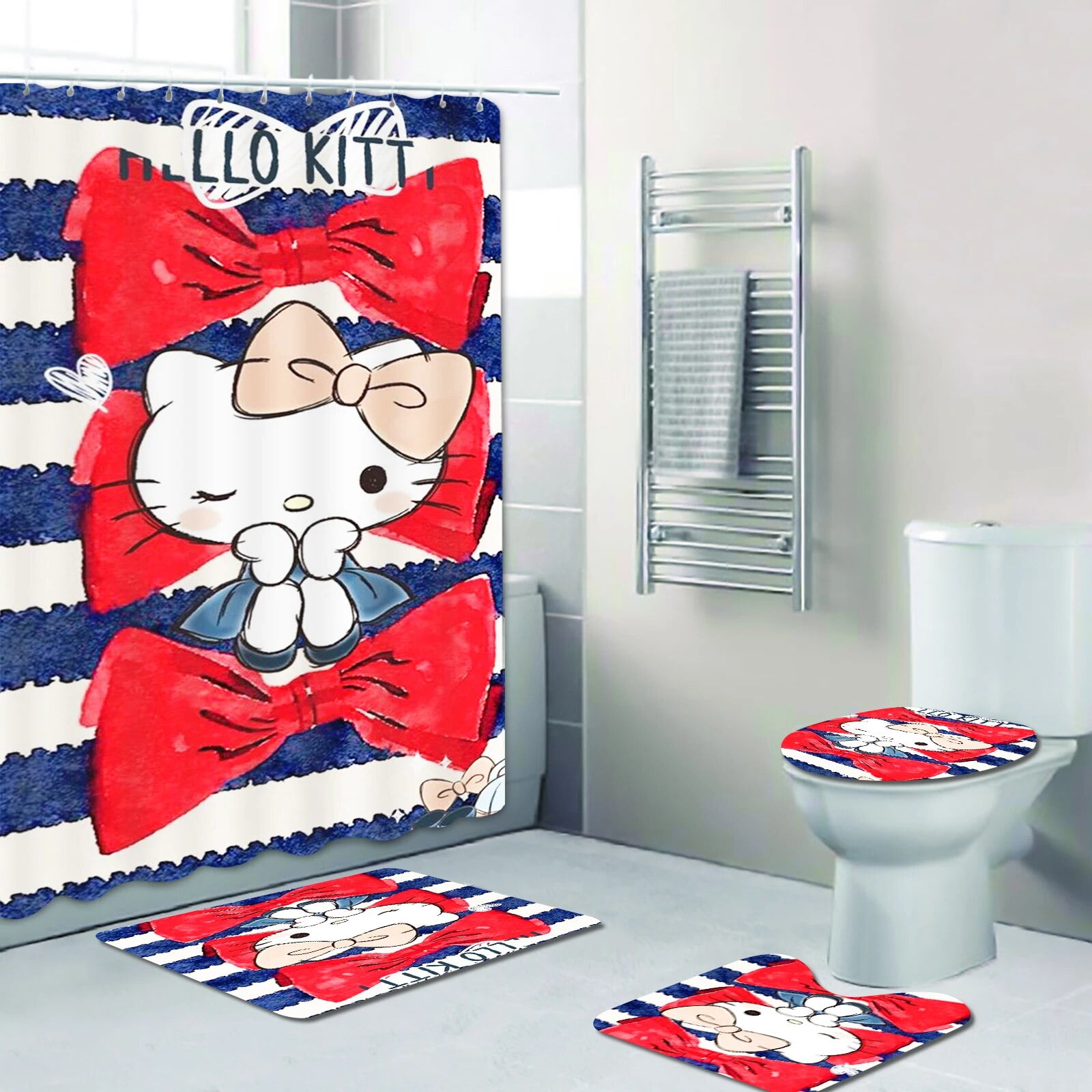 DMH Hello Kitty Sanrio Shower Bath Cartoon Anime Cute 100%Polyester ...