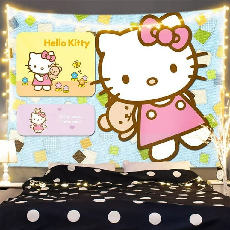 DMH Sanrio Hello Kitty Tapestry Cute Background Kawaii Anime Tapestry Wall Hanging for Room Decor Girl Dormitory Wall Mount Tapestry Walmart