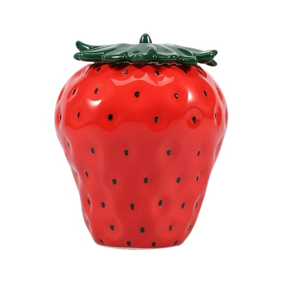 DMHW74S Strawberry Shaped Ceramic Jar With Lid For Candy Cookies Storage Cute Flower Vase Home Decor Kitchen Container Gift