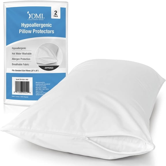 DMI 20" x 26" Allergy Protector Zippered Pillow Cases (2 Pack), Breathable & Dust Mite Proof, Standard