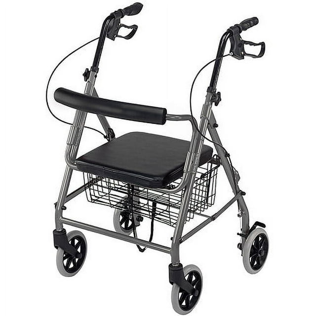 DMI® Adjustable Aluminum Hemi Rollator With Seat, 31 1/2" 4 1/2" x 24