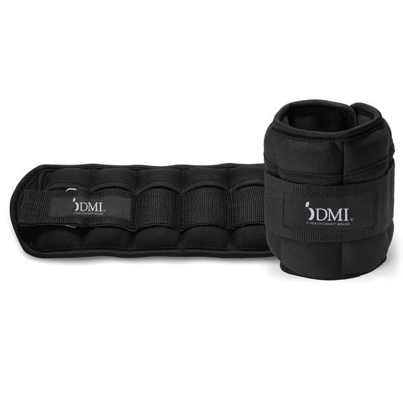 DMI Adjustable Wrist and Ankle Weights, 10 lb. Pair, Black Exercise Weights, 1-5 lb each