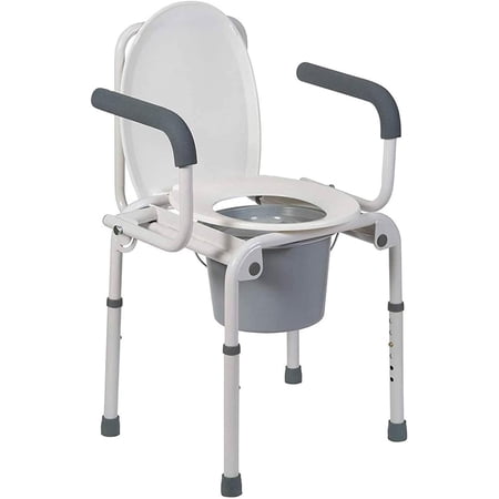 DMI Bedside Commode, Portable Toilet, Commode Chair, Raised Toilet Seat with Handles, Holds up to 500 Pounds with Included 7 qt Commode Bucket, Adjustable from 19-23 Inches, Extra Wide Commode