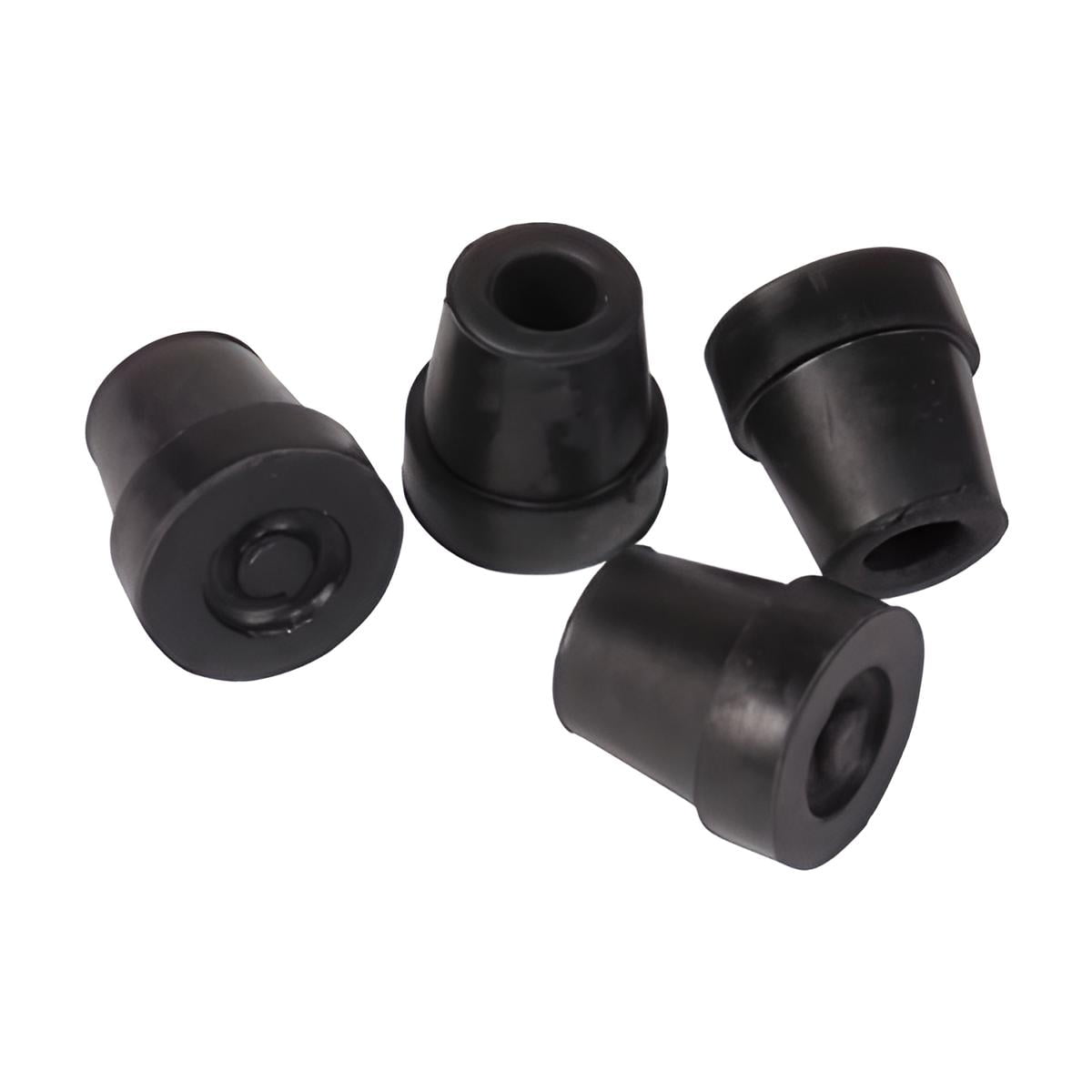 DMI Black Quad Cane Tips 1/2 inch, NonSlip Rubber Replacement Feet for