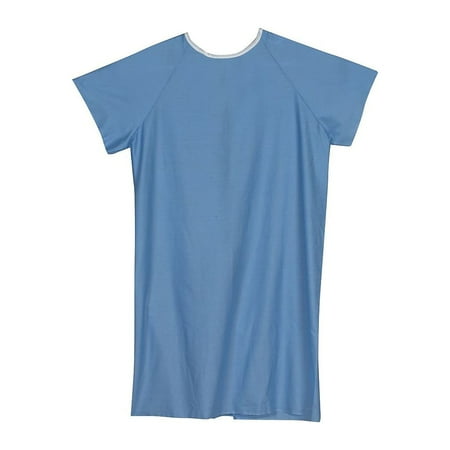 DMI Convalescent Hospital Gown with Back Tape Ties, Machine Washable, Adult, Blue
