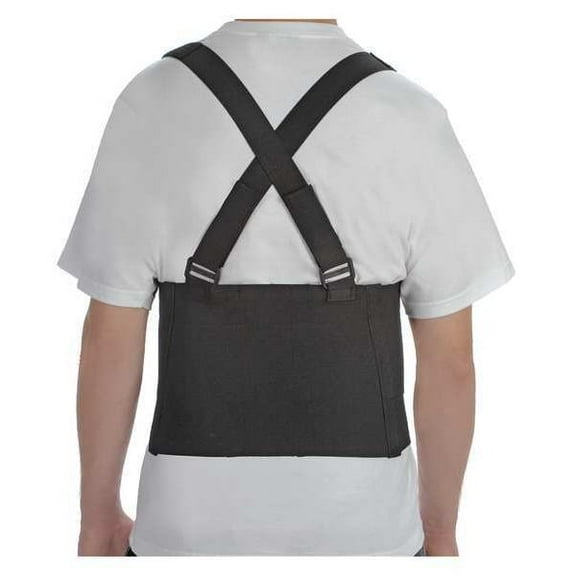 DMI Deluxe Work Belt Back Support Brace with Adjustable, Removable Shoulder Straps, Fits 40'' to 54'', Black - 1 ea