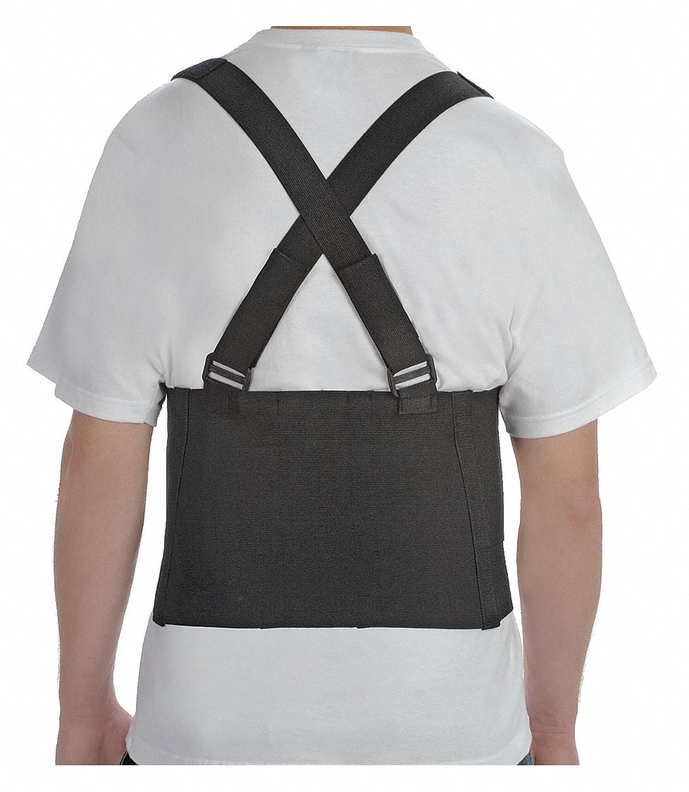 Black XL Industrial Back Support Belt with Detachable Suspenders