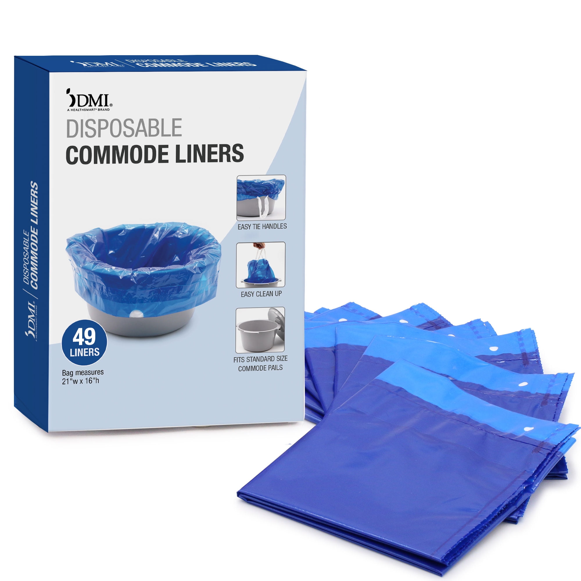 DMI Disposable Commode Liners, Mess Free Clean Up, Easy Tie Handles