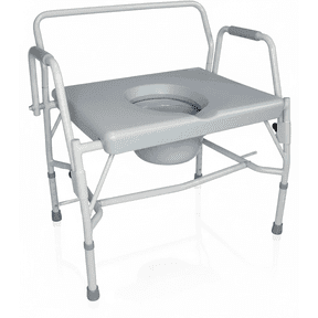 DMI Drop-Arm Bedside Commode, Extra-Wide Seat, 500 lb Capacity, Portable Toilet Chair with Bucket and Adjustable Legs