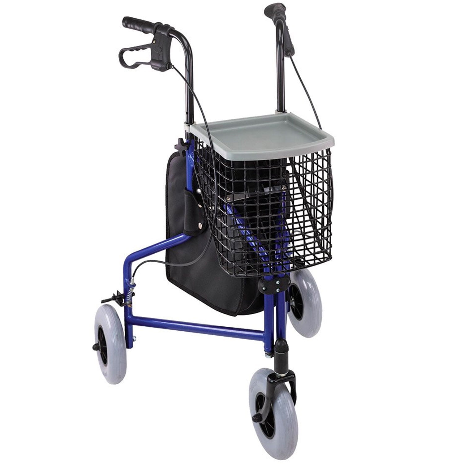 Mckesson 3 Wheel Rollator DMI Royal Blue Folding Aluminum Frame Mckesson 3 Wheel Rollator DMI Royal Blue Folding Aluminum Frame