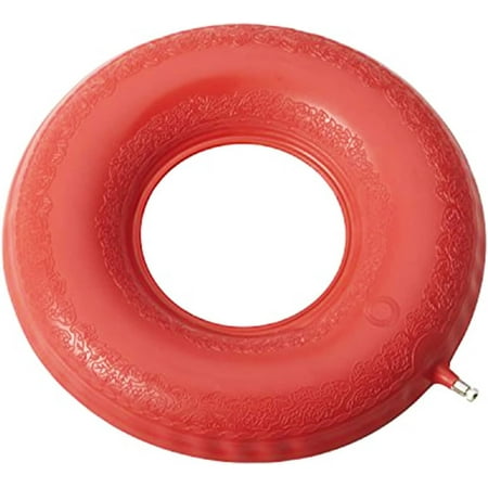 DMI Inflatable Ring Donut Seat Cushion Pillow for Hemorrhoid, Pregnancy, and Tailbone Pain, Red, 18 in