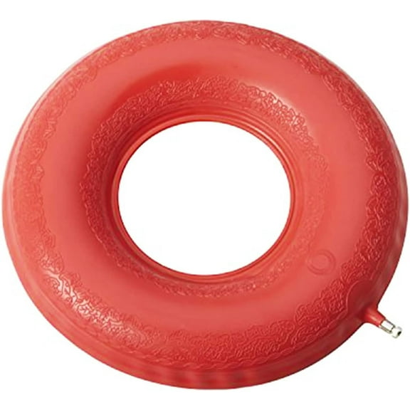 DMI Inflatable Ring Donut Seat Cushion Pillow for Hemorrhoid, Pregnancy, and Tailbone Pain, Red, 18 in