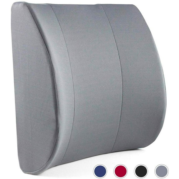 DMI Lumbar Support Pillow for Chair to Assist with Back Support with Removable Washable Cover and Firm Insert to Ease Lower Back Pain while Improving Posture, 14 x 13 x 5, Contoured Foam, Elite, Gray